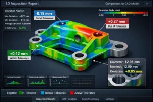 Deviation analysis comparing scanned data with reconstructed CAD model
