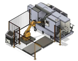 Robot machine tending system designed for automated CNC loading and unloading