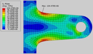 FEA stress concentration around a mounting hole showing critical CAD geometry features for structural analysis
