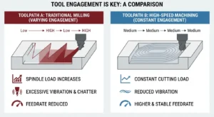 Stable and unstable tool engagement in CNC milling